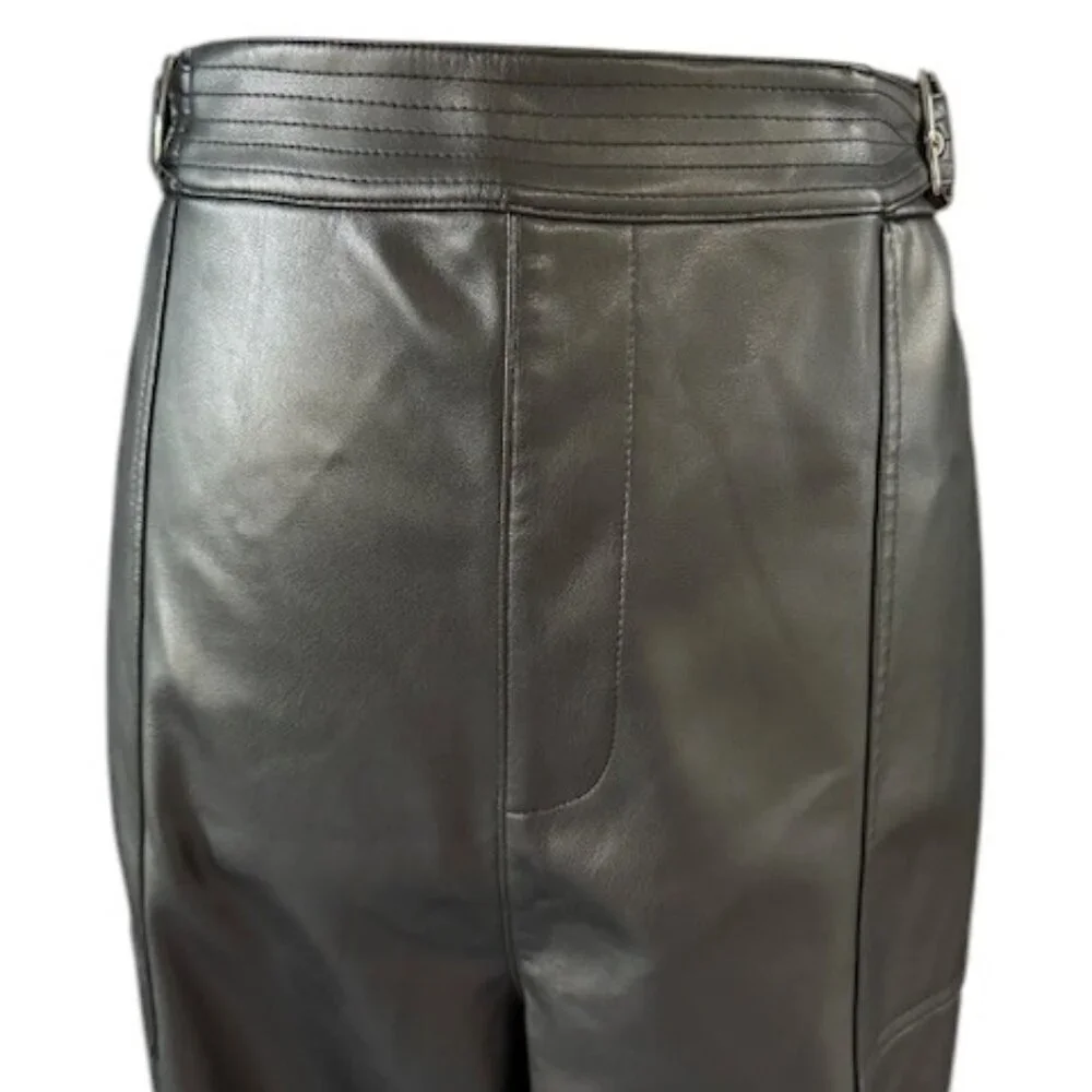 Bar III Faux-Leather Pants Black Adjustable Waist Wide Leg Pocket XL MSRP$99 NWT - Picture 4 of 14